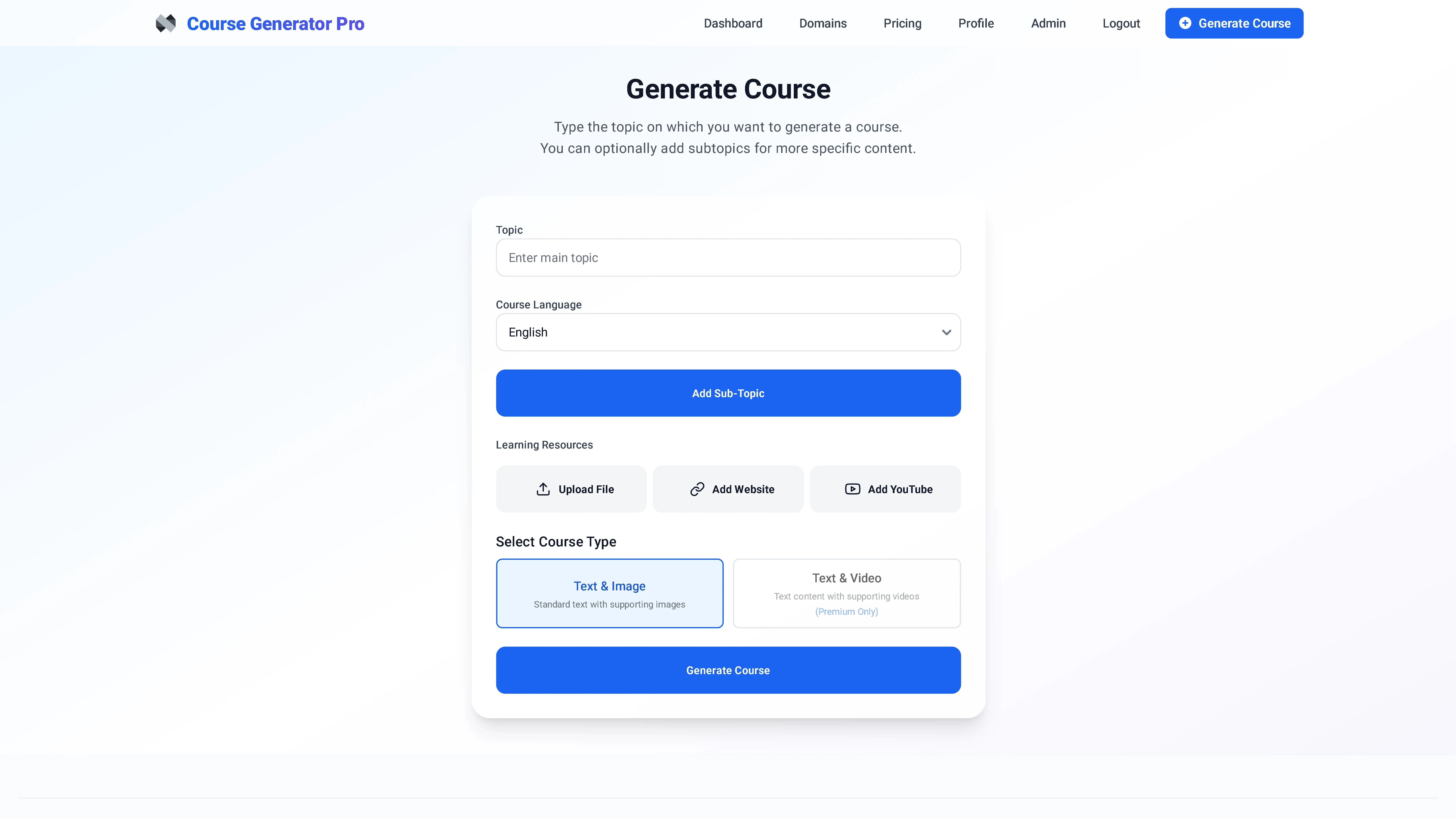 Course creation
